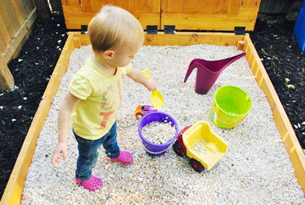 pea gravel sandbox alternative