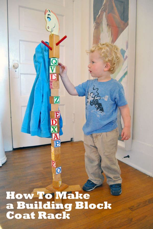 Make A Kids Building Block Coat Rack, Personalized Childrens Coat Rack