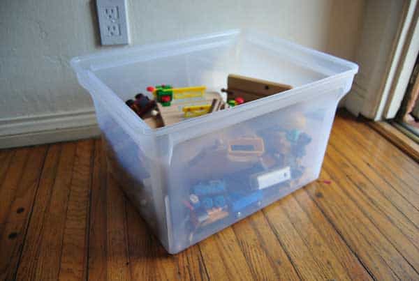 train table storage bins