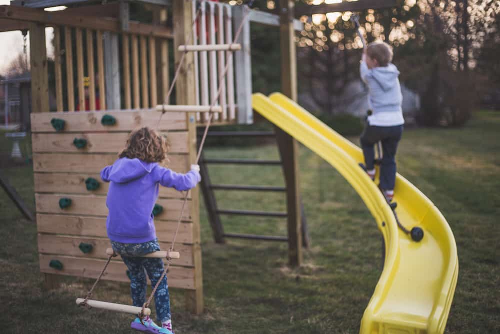 outdoor playset with bridge