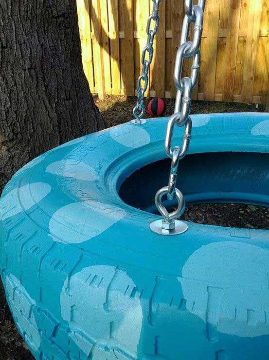 wooden tire swing