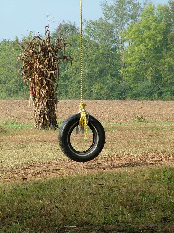 wooden tire swing