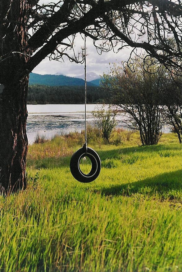 wooden tire swing