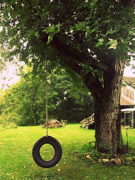 wooden tire swing