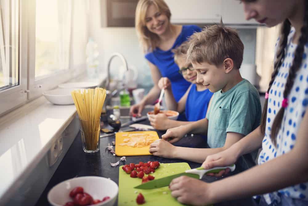 Kids preparing lunch