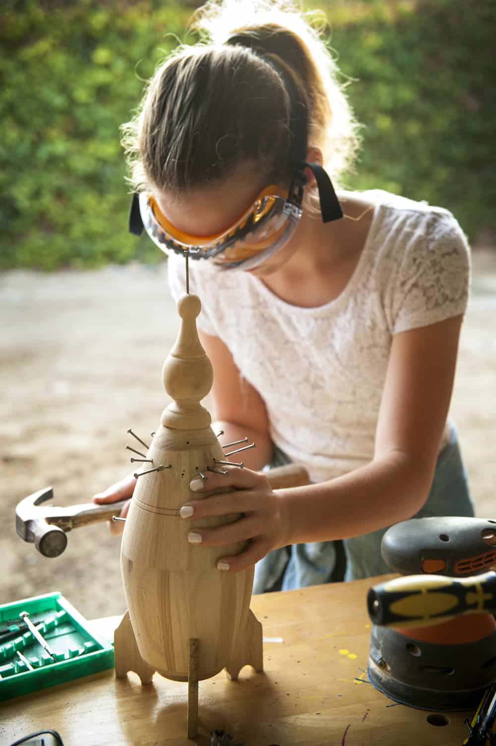 girl woodworking