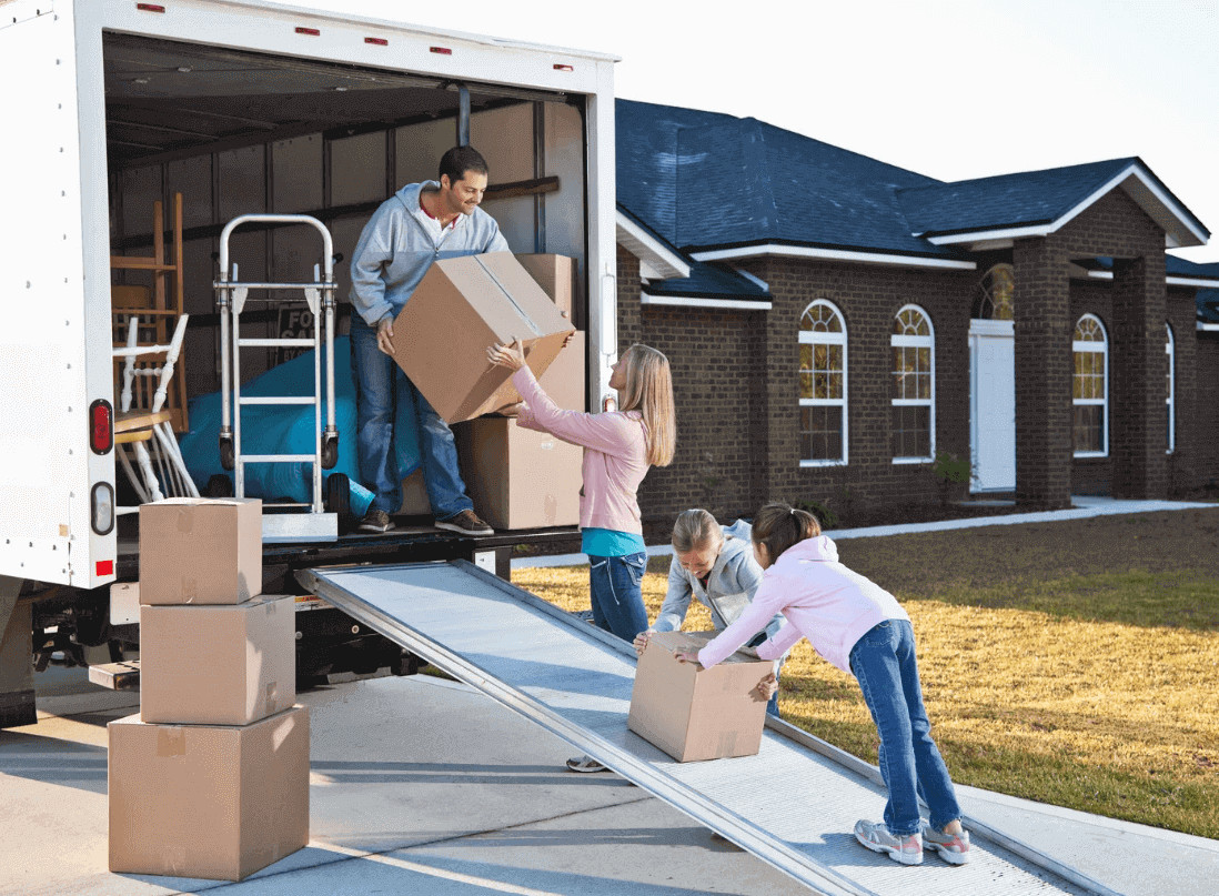 family with kids moving home