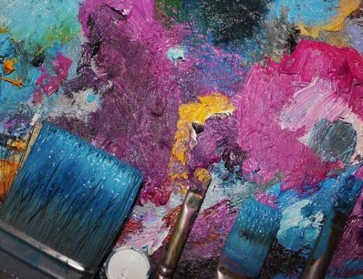 Close-up of a paintbrush and paint on