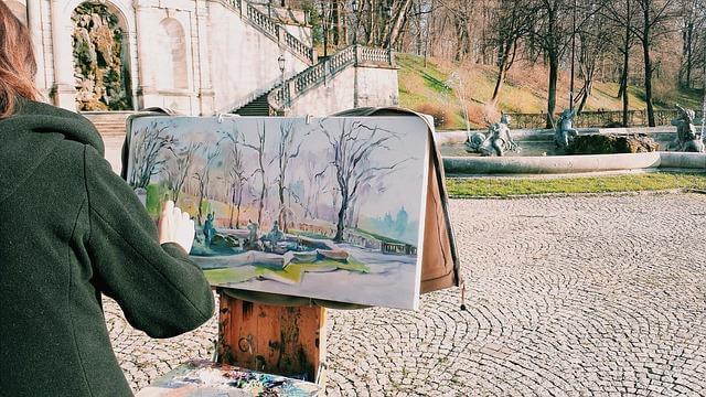 Woman admiring a finished diamond painting on an