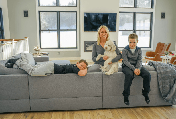family in the living room