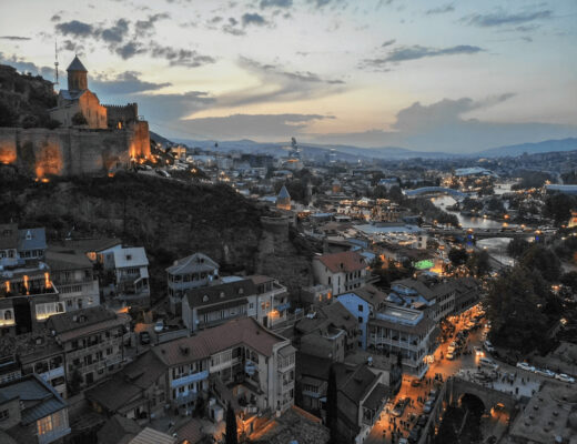 Night view of a city from a