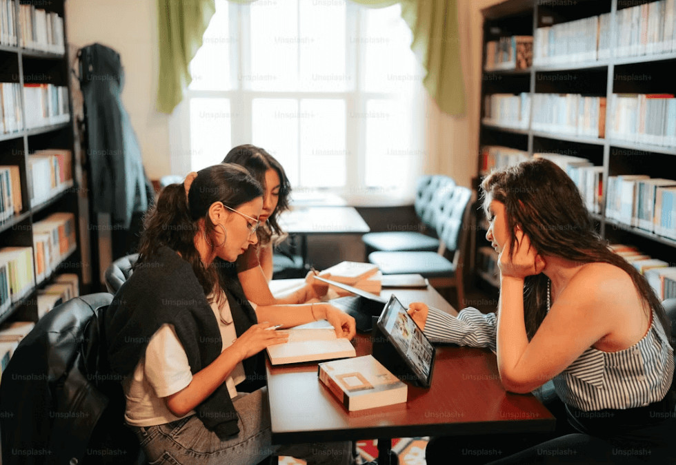 group of students studying