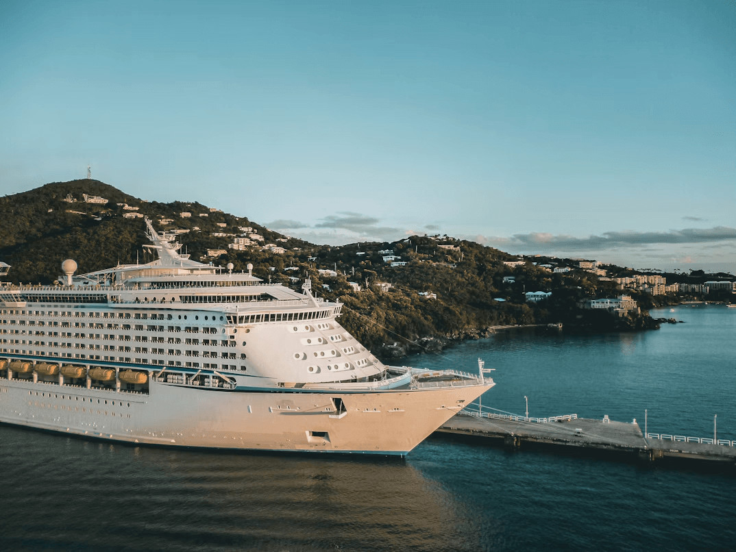 Cruise ship docked for a family holiday